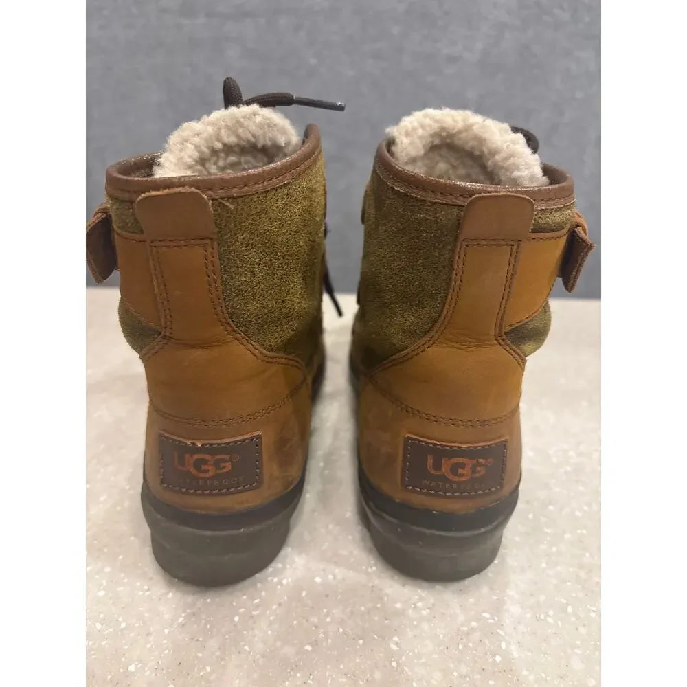UGG Cecile Ankle Duck Boots‎ Women's Size 6 Chestnut Waterproof Leather Western